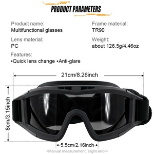 Lunettes de sécurité BANGBANG en TPU noir, étanches, anti-impact, anti-vent et anti-poussière, légères et durables pour la chasse en extérieur - Product Image 5
