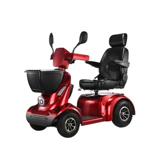 Scooter eléctrico de cuatro ruedas, rojo, plegable, de aleación de aluminio, 15 km/h, para personas mayores y discapacitadas - Product Image 4