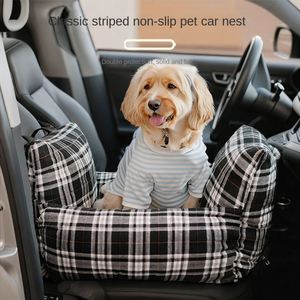 Nid de voiture pour animaux de compagnie en tissu à rayures et carreaux vintage, entièrement amovible, lavable, doux et confortable, universel quatre saisons, vente en gros - Product Image 5