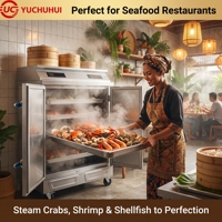 Équipement de cuisine commerciale sur mesure, chariot vapeur électrique et à gaz en acier inoxydable pour la cuisson à la vapeur du riz et des fruits de mer