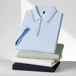 Camisa Polo de Algodón para Hombre, para Uso Formal e Informal |   Camisa de Manga Corta Ajustada Antiarrugas <span class=keywords><strong>con</strong></span> Cuello a Rayas |   Logotipo Personalizado OEM - Product Image 1