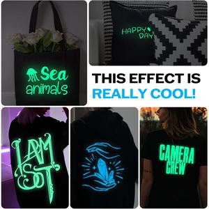 Hongcai Glow in the Dark Heat Transfer <strong>Vinyl</strong> Roll 20in X 20ft Iron on <strong>Vinyl</strong> PU HTV Luminous <strong>Fluorescent</strong> <strong>Color</strong> for Shirts - Product Image 5