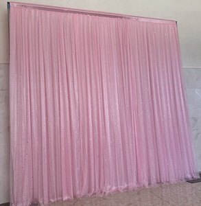 Rideau de fond moderne à double couche avec des paillettes en forme d'étoiles et de lunes pour un mariage romantique et un fond d'événement - Product Image 3