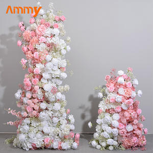 Ammy Wedding Cake Tower Arch Pink Silk Roses Hortensia Runner Flores artificiales para Navidad Decoración de Navidad - Product Image 3