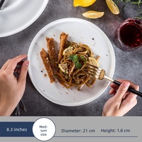 Assiette plate en céramique blanche de style européen créatif, assiette à steak, vaisselle de restaurant occidental pour hôtels, assiette à gâteau et à pizza, compatible lave-vaisselle
