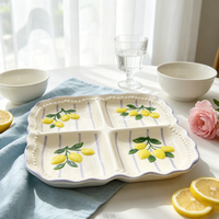 Mignon plat à beurre en céramique citron avec couvercle, servant de dôme à fromage, pour la cuisine, la table à manger, plateau de service, plat décoratif couvert