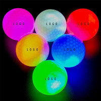 Balles de golf LED OEM de haute qualité en gros, en caoutchouc/Surlyn, deux pièces, 6 couleurs au choix, balles lumineuses avec logo personnalisé pour la nuit