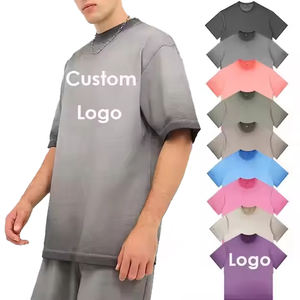 Camiseta Extra Grande Vintage con Logotipo Personalizado para Hombre, Color Gradual, Algodón de Punto, Estampado Gráfico Digital Serigrafiado - Product Image 1