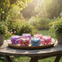 Gelas Susu Mini Portabel Anti Bocor Berbahan Kaca Borosilikat Tinggi Berinsulasi Dinding Ganda dengan Bunga Kering Tiupan Tangan untuk Pesta Pernikahan JY