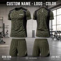 Conjunto de Camisetas Deportivas con Camuflaje Digital Personalizado, Sublimación OEM, Corte Holgado, Poliéster, Ropa Deportiva Táctica
