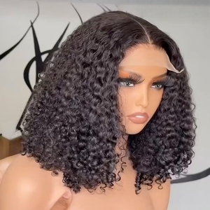 <span class=keywords><strong>Bombe</strong></span> spécial Curl perruques 200% densité sans colle Afro bouclés dentelle fermeture court Bob vague d'eau perruques cheveux humains perruque naturelle - Product Image 1