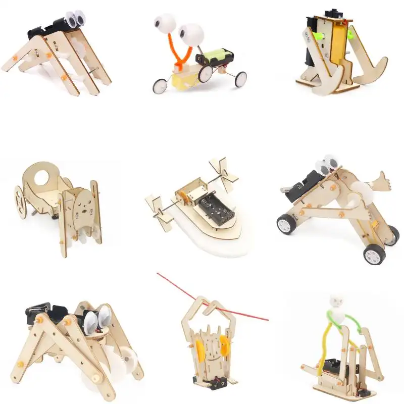 STEM Kit de construção elétrica para carros de equilíbrio de duas rodas DIY Kits de ciências para crianças e estudantes divertido conjunto de madeira física kit de construção elétrica