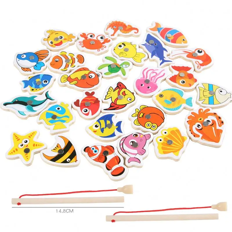 Baby children's educational early education magnetic 32 piece fishing game double pole fishing giocattoli interattivi genitore-figlio