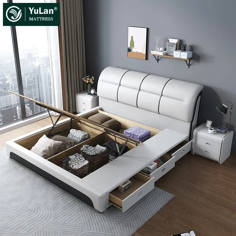 OEM ODM Luxus italienisches Schlafzimmer Set Modern Large Storage King Queen Doppelbett