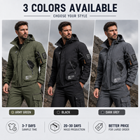 Ensemble veste et pantalon de randonnée pour homme, automne-hiver, tactique, softshell, logo personnalisé, coupe-vent, polaire, chaud