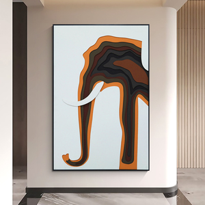Personnalisé salon couloir art <span class=keywords><strong>mural</strong></span> de luxe abstrait MDF 3D grès peinture éléphant relief murale - Product Image 1