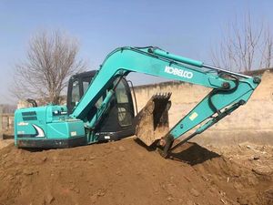CE Certified Used EURO 5 Diesel Engine 7Ton Small Kobelco SK75 Mini Crawler <b>Excavator</b> Auger Attachment - Product Image 2