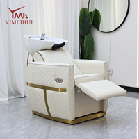 Chaise de lavage électrique 2-en-1 inclinable pour salon, avec bac à shampoing en céramique et fonction de massage par vibration