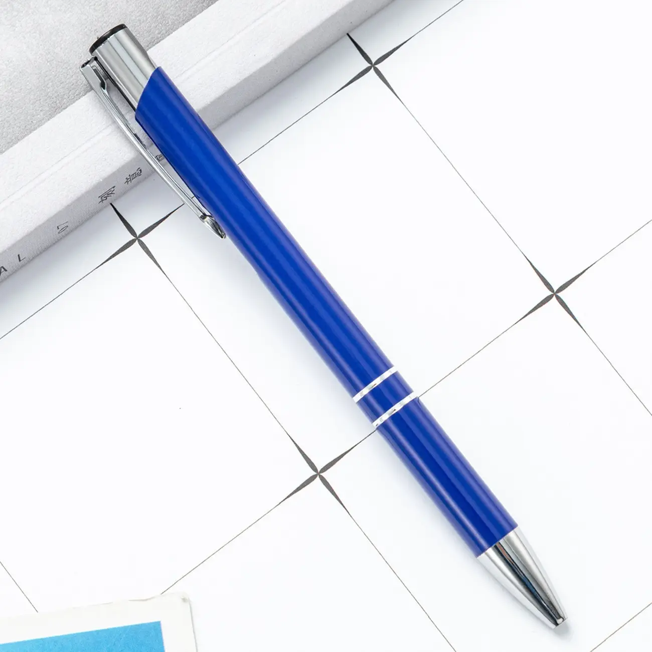 Kraliyet mavi tükenmez kalem reklam ucuz promosyon kalem hediye özel Metal özel tükenmez kalem Logo baskı ile kişiselleştirilmiş
