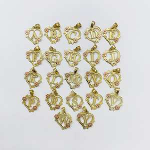 Duyizhao kalung liontin Valentine cinta hati mawar alfabet huruf inisial hati emas 14k hadiah untuk wanita anak perempuan - Product Image 6