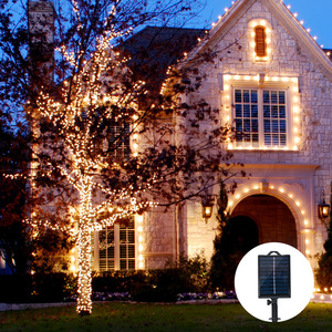 Guirlandes lumineuses solaires LED en fil de cuivre, télécommandées, à intensité variable, étanches, pour décoration extérieure de Noël et de cour - Product Image 1