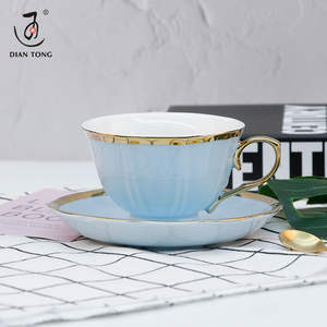 DianTong custom luxury gold rim cappuccino <span class=keywords><strong>tazze</strong></span> <span class=keywords><strong>da</strong></span> caffè in porcellana tazza <span class=keywords><strong>da</strong></span> tè in ceramica e piattino set tazza <span class=keywords><strong>da</strong></span> tè con piattino - Product Image 6