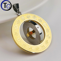 Collier Pendentif Homme en Acier Inoxydable Plaqué Or, Ancrage Rotatif Créatif Vintage, Zodiaque Chinois Huit Trigrammes, Bijoux
