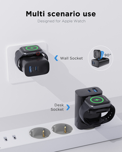 เครื่องชาร์จไร้สายอัจฉริยะแบบพกพาอเนกประสงค์2 in 1พร้อมที่ชาร์จ <span class=keywords><strong>USB</strong></span> แบบเร็วนาฬิกาชาร์จด้วยแม่เหล็ก - Product Image 6