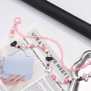 Chaîne de corps Dopamine pour femme, double couche, en acrylique, avec pendentifs cœur et croix, ornée de perles, accessoire Y2K pour usage quotidien - Product Image 4