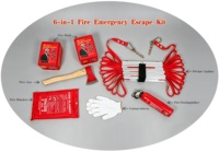 Kit d'évacuation d'urgence incendie 6 en 1 : hache de pompier/extincteur/couverture anti-feu/masque anti-feu 2 pièces/gants en coton