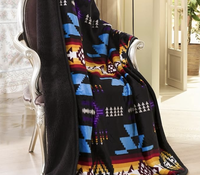 Jeté en jacquard doublé en sherpa, motif sud-ouest (impression navajo), respirant et écologique, technique de tricotage personnalisée