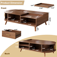 Table basse scandinave Odm, forme oblongue à extrémités courbes, finition laiton, double étagère, profil bas, mobilier de salon nordique pour condo