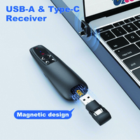 Souris Air 2.4G R400, présentateur sans fil, pointeur laser rouge, recharge USB C, batterie, réunion, formation, enseignement, 100m