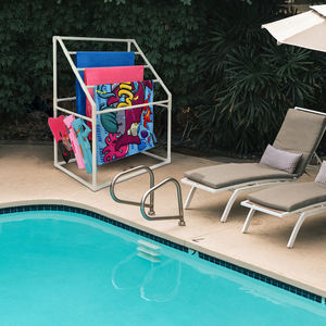Portasciugamani verticale per tubi a bordo piscina per impieghi gravosi scaffale portasciugamani da spiaggia per piscina all'aperto in PVC - Product Image 6