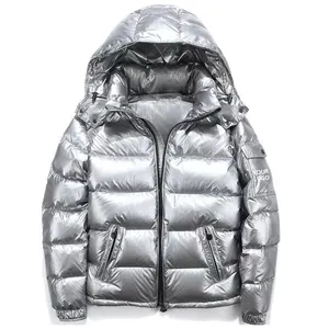 Down Coat Mens Face Trend Hooded Short Thick Winter Bomber Shiny Puffer Mens Jacket