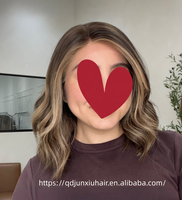 Peluca de encaje anudada a mano para añadir volumen, con aspecto de cuero cabelludo natural, cabello humano, balayage castaño rubio, con mecha para la línea del cabello recesada