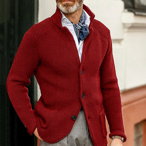 <b>Men's</b> Slim Fit Stand Collar Knit <b>Cardigan</b> Autumn Winter Coat Plus Size Fashion Outerwear - Product Image 2