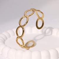 Bracelet en acier inoxydable plaqué or 18 carats de haute qualité pour femmes, design floral et géométrique, vente en gros de bijoux