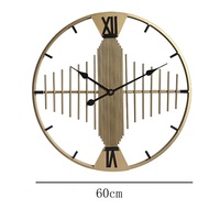 Jam Dinding Besi Hitam Emas Modern 60cm, Dekorasi Seni Modern, Jam Logam Geometris Mewah Ukuran Besar Tanpa Suara Tik-tok untuk Ruang Tamu