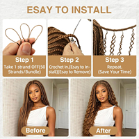 Cheveux au crochet en fibres protéinées pour femmes noires, cheveux au crochet Deep Wave, nœuds invisibles pré-séparés, cheveux au crochet Feather