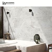 Dalle de porcelaine en marbre gris clair mat doux à faible absorption d'eau pour mur de salle de bain ou zone humide 600x1200x10