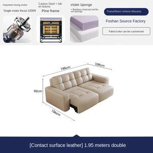 Ensemble de canapé-<span class=keywords><strong>lit</strong></span> électrique rétractable en cuir de luxe moderne <span class=keywords><strong>plateau</strong></span> pliable multifonctionnel pour le salon avec télécommande - Product Image 4