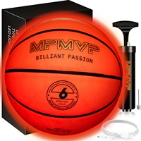 Ballon de basket LED rechargeable lumineux taille 5, brille dans le noir, en caoutchouc, impression de logo personnalisée, marque MPMVP, 470-500g
