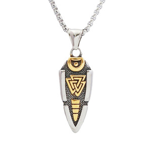 Collar con colgante de flecha de acero inoxidable yunnique con grabado geométrico para hombre, joyería de moda, cadena de 60cm - Product Image 5