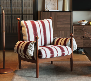 Sedia Relax di Lusso Personalizzata Lin's Home in Stile Antico Rosso e Nero, Poltrona Reclinabile in Legno Massello Stile Retrò Francese 68x66cm - Product Image 4