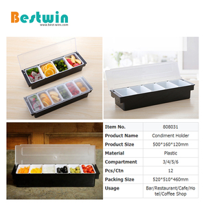 3/4/5/6 Compartment <strong>Bar</strong> Accessories Fruit Cocktail Garnish Holder <strong>Condiment</strong> <strong>Caddy</strong> - Product Image 6