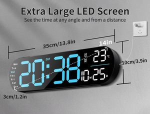 Large Screen <b>LED</b> <b>Wall</b> <b>Clock</b> Multifunction Display Temperature Date Week Timer Remote Control for Living Room - Product Image 6