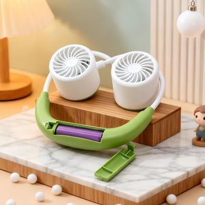 Ventilateur de cou portable, batterie rechargeable, moteur DC 2W, commande par bouton, ventilateur de refroidissement portable pour l'extérieur avec tube réglable - Product Image 3