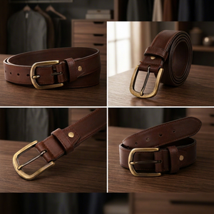Cinturón de Cuero de Perfil Ajustado, Accesorio Ejecutivo de Cuero Genuino de Divine International - Product Image 3