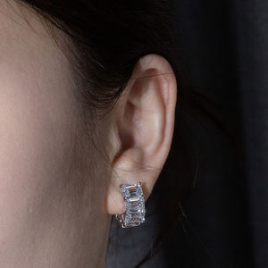 Boucles d'oreilles en diamant en or blanc 9 carats Messi Jewelry MSE-868 pour femmes - Product Image 3